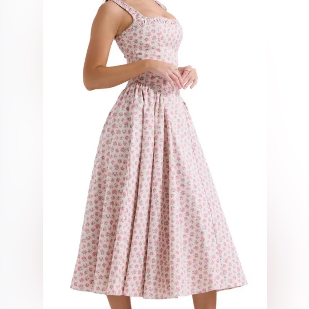 House of CB Dorothy Floral Stretch Cotton Dress Medium - Picture 1 of 7